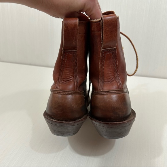 Whites Boots vintage brown distressed leather boots lace up western logger - Picture 10 of 16